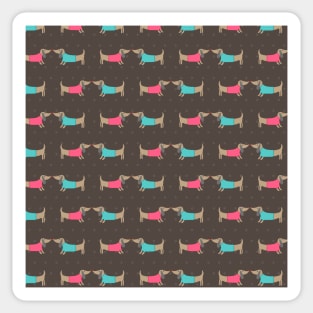 Cute dog lovers in brown background with dots Sticker